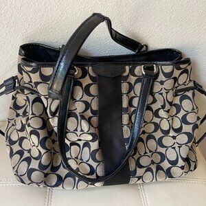 Vintage Coach Signature Handbag, Black & Gray shoulder bag, F28501